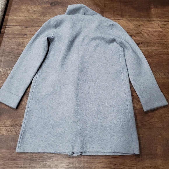 Magaschoni Gray Duster Open Front Cardigan Coatigan Pocket Preppy Work Neutral S - Picture 3 of 8